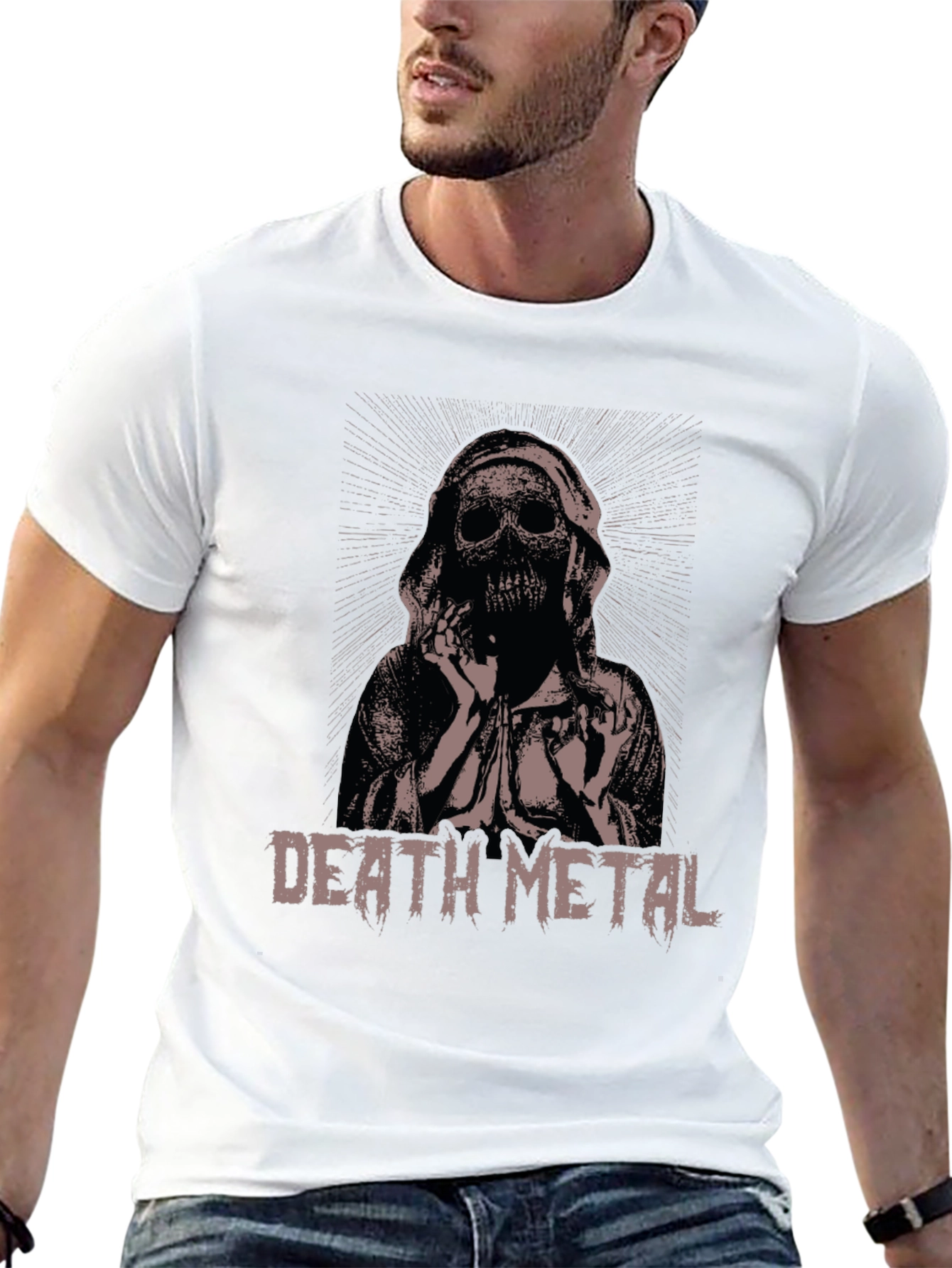 Death Metal Skeleton Graphic T-Shirt - Black