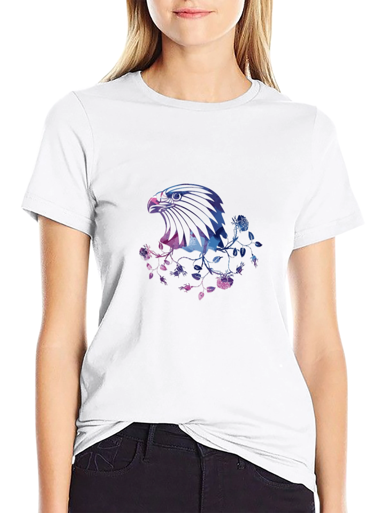Eagle Floral Print Mens T-Shirt