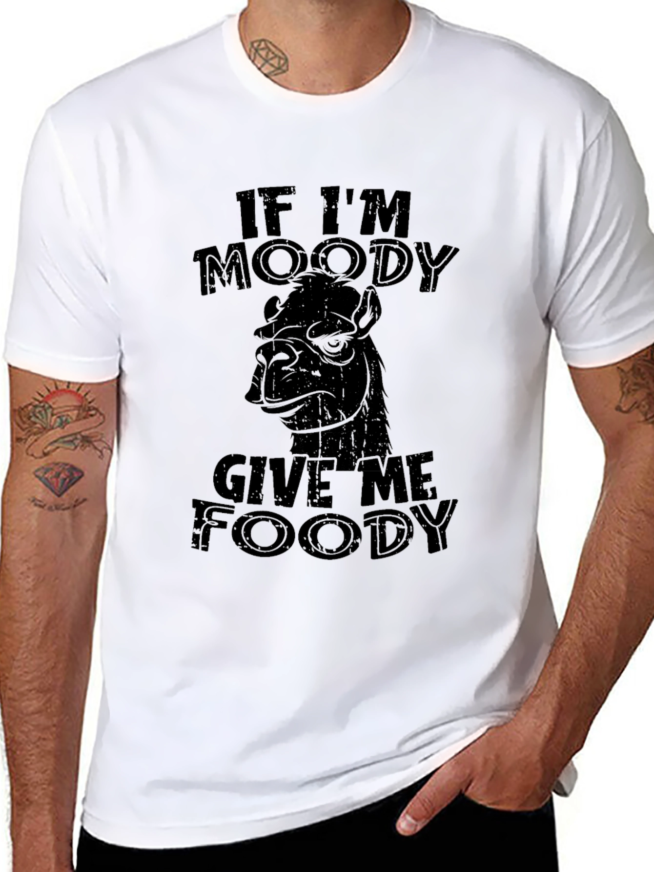 If Im Moody Give Me Foody Black T-Shirt