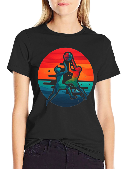 Basketball Graphic Tee - Retro Sunset Design