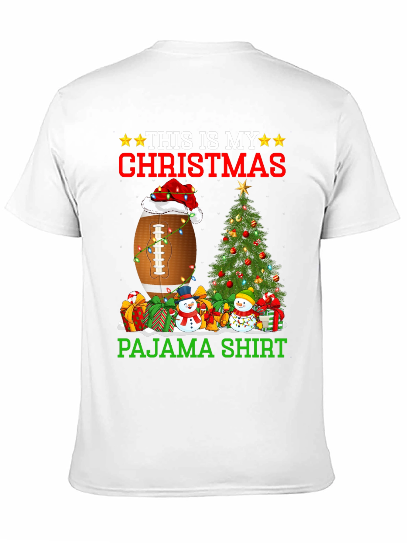 Christmas Pajama Shirt Football Santa Tee