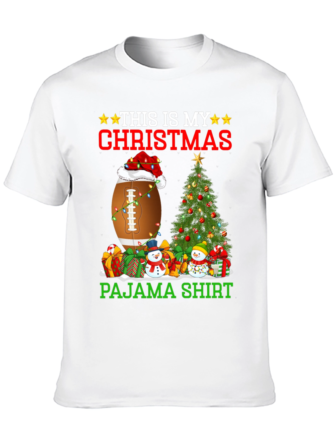 Christmas Pajama Shirt Football Santa Tee