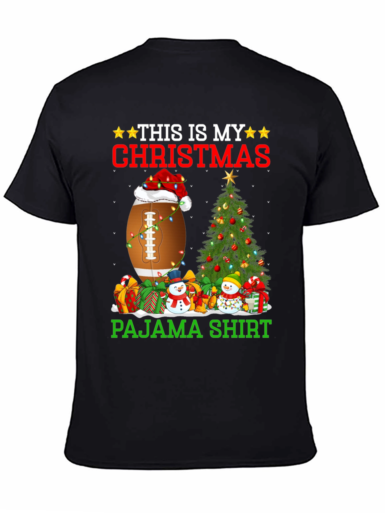 Christmas Pajama Shirt Football Santa Tee