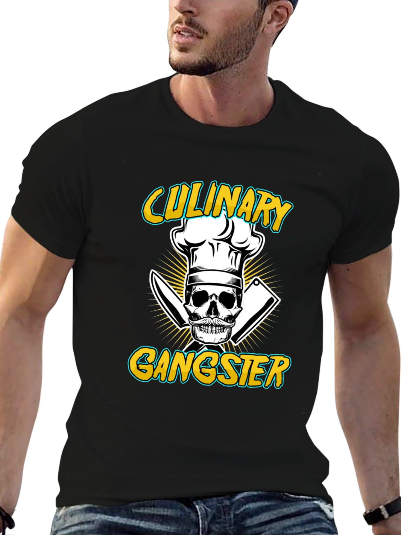 Culinary Gangster T-Shirt - Skull Chef Design