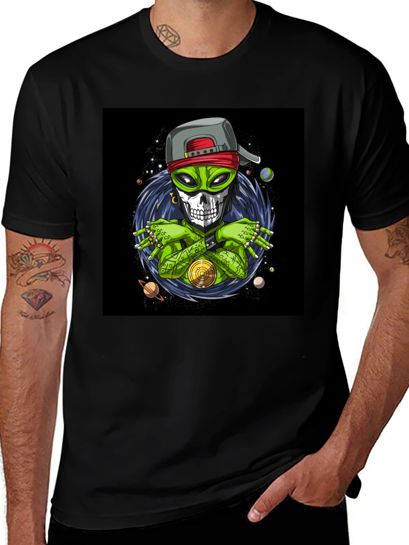 Alien Rapper Graphic T-Shirt - Black Cotton Tee