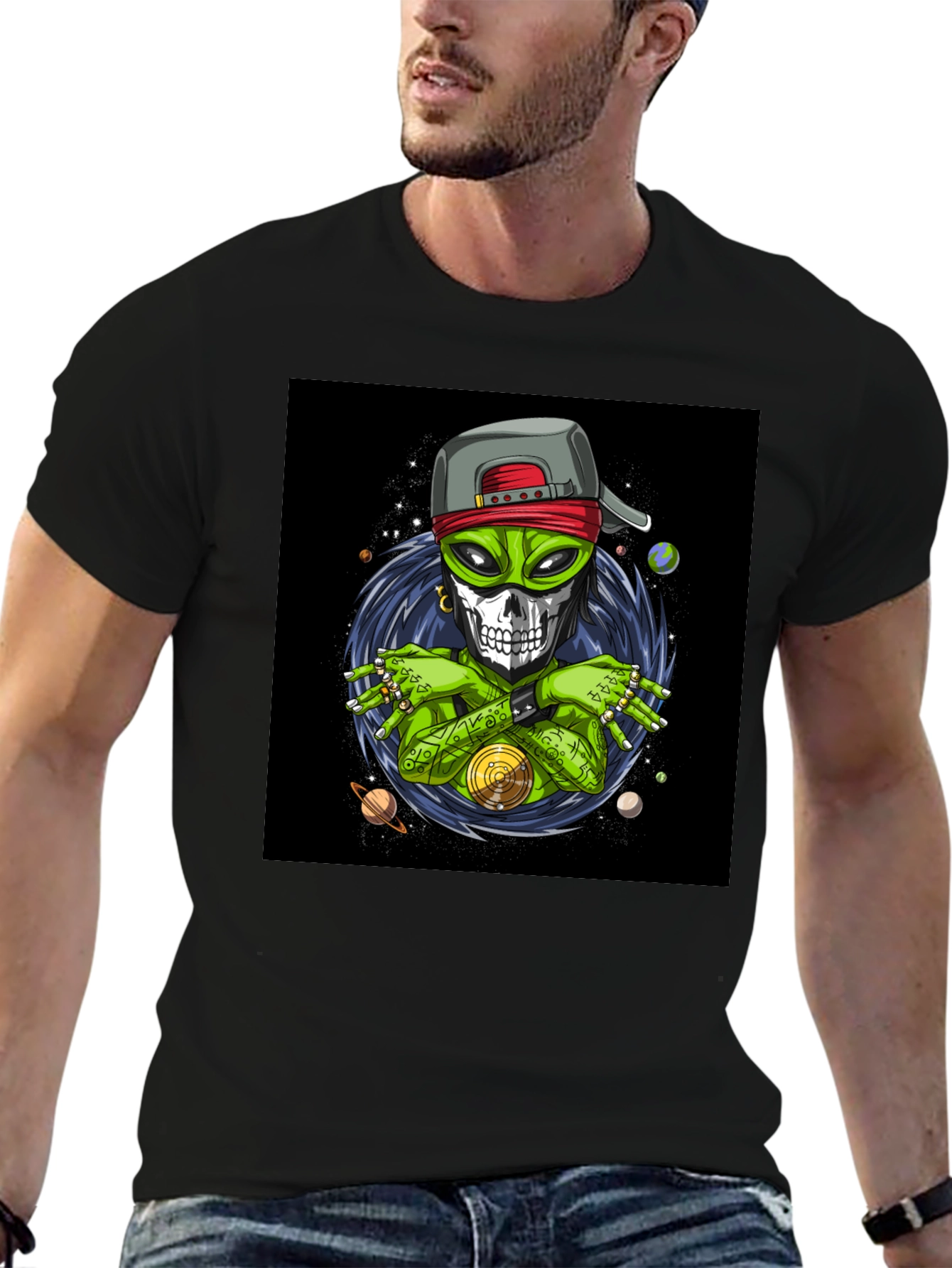 Alien Rapper Graphic T-Shirt - Black Cotton Tee