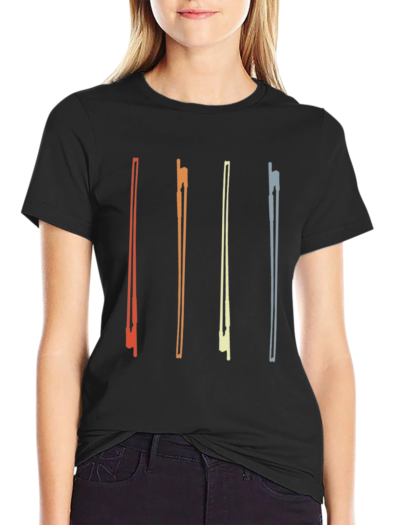 Retro Violin Bow Graphic T-Shirt