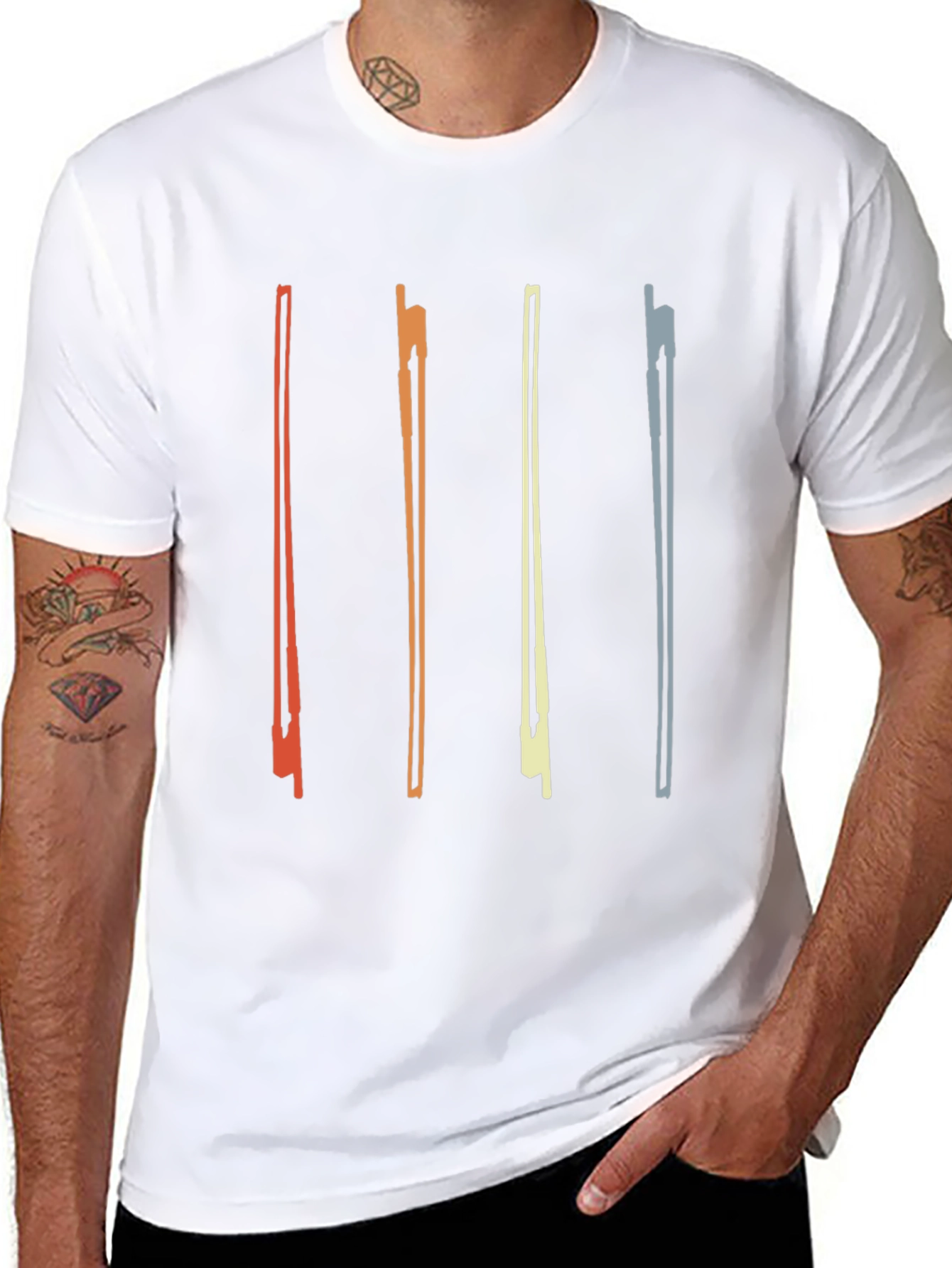 Retro Violin Bow Graphic T-Shirt