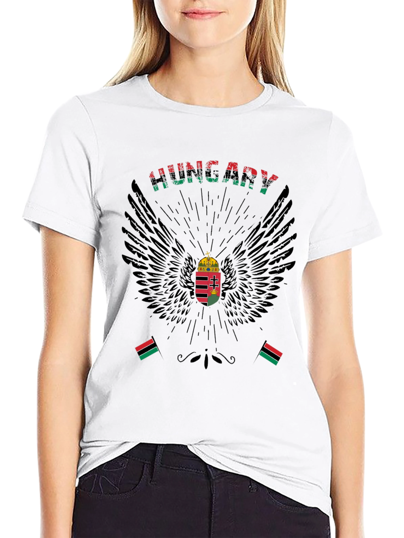 Hungary Pride T-Shirt Hungarian Flag Wings