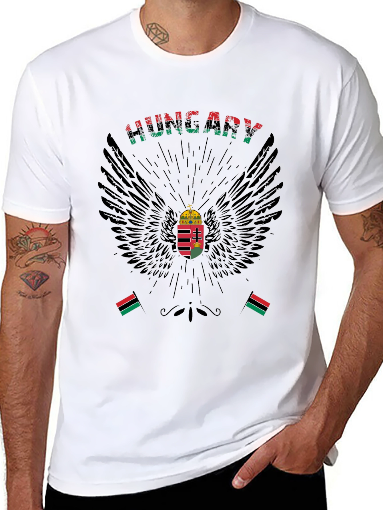 Hungary Pride T-Shirt Hungarian Flag Wings
