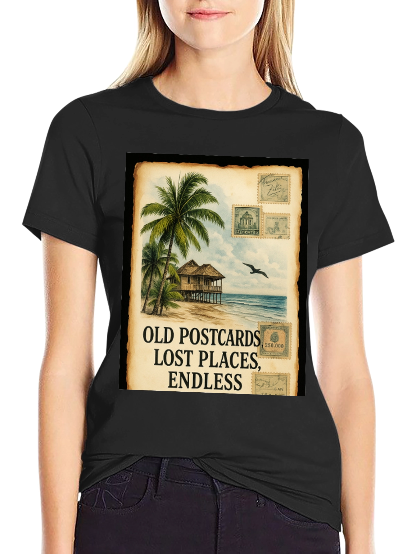 Island Getaway Black Graphic Tee