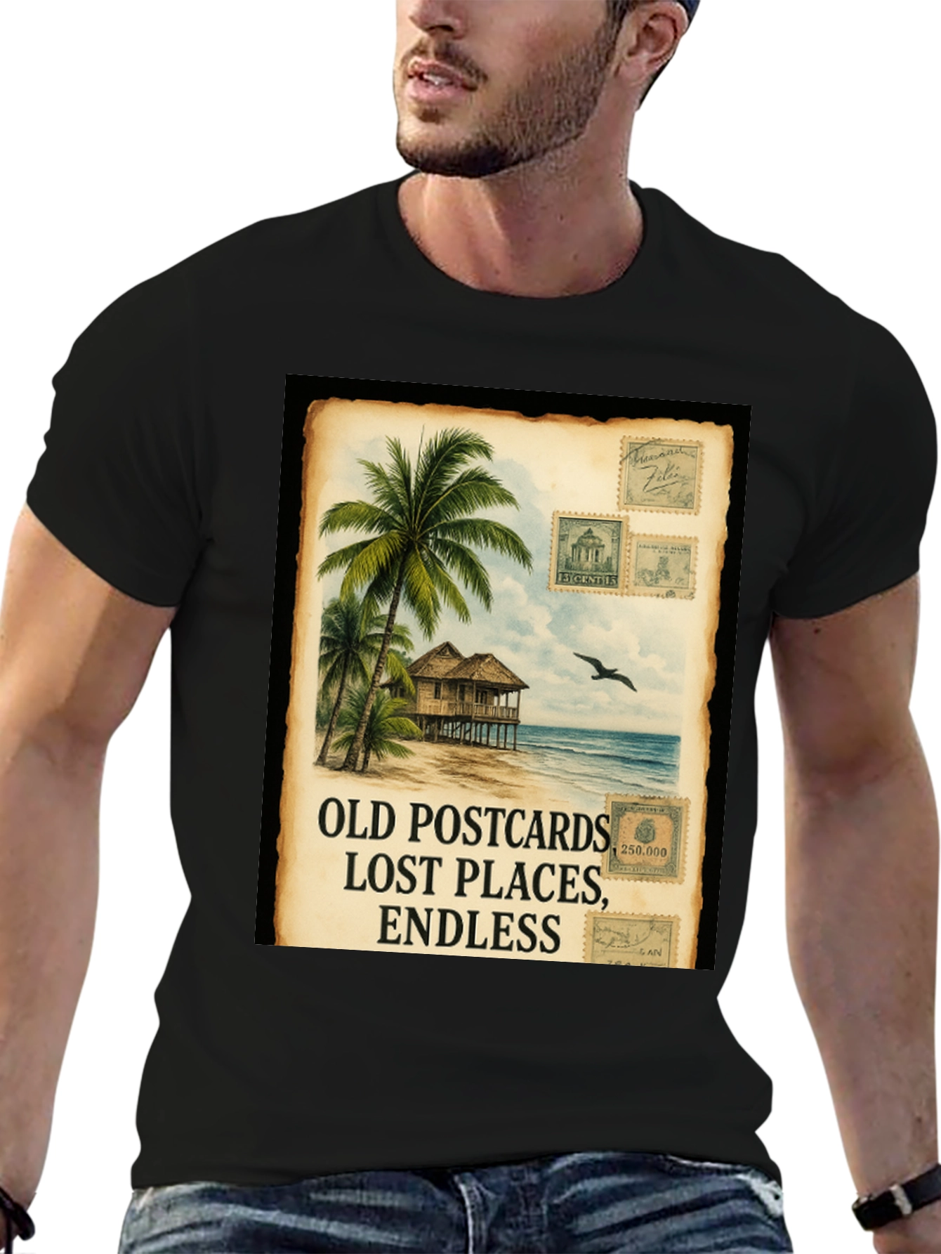 Island Getaway Black Graphic Tee