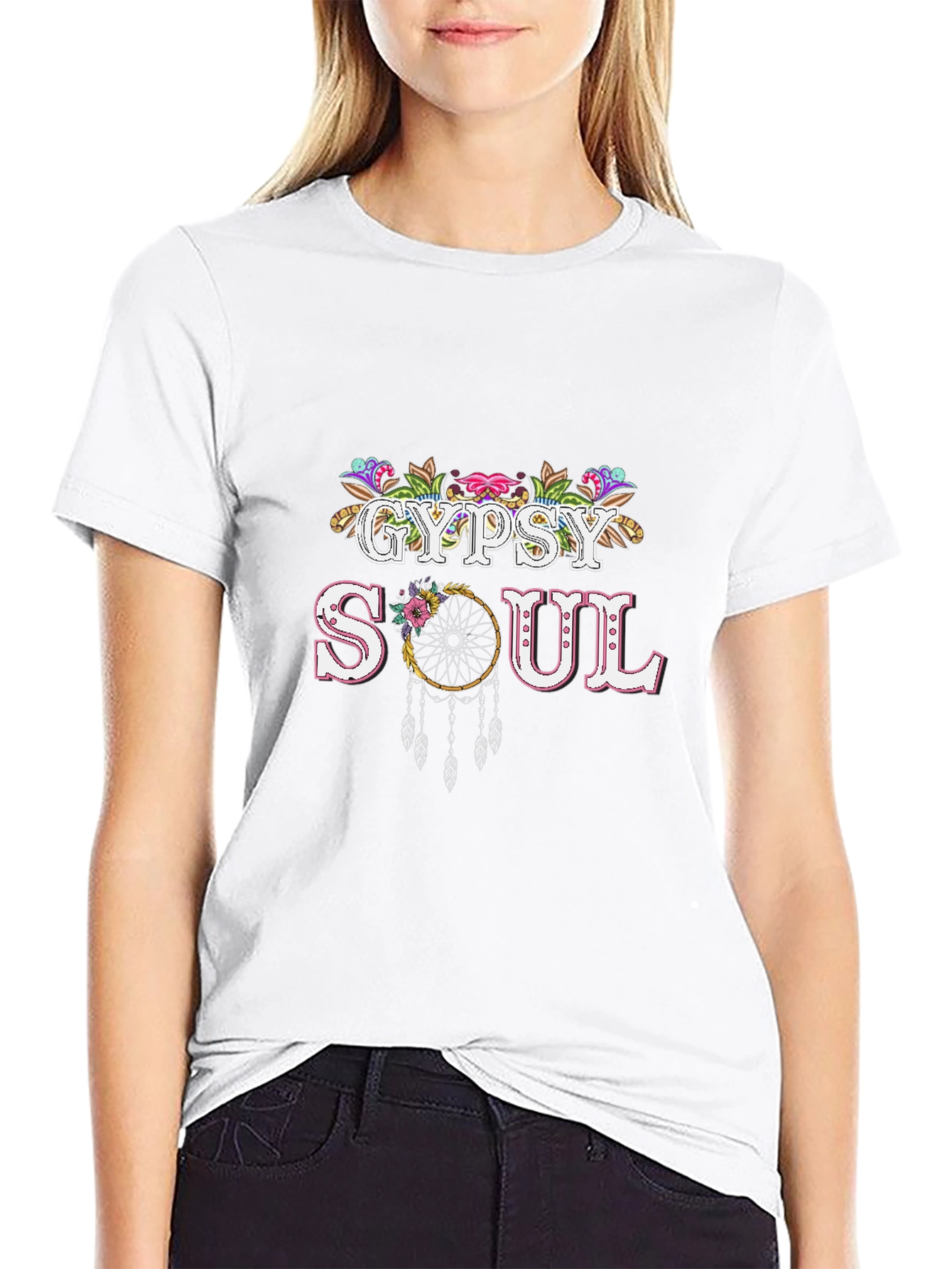 Gypsy Soul Graphic T-Shirt - Bohemian Dreamcatcher Design