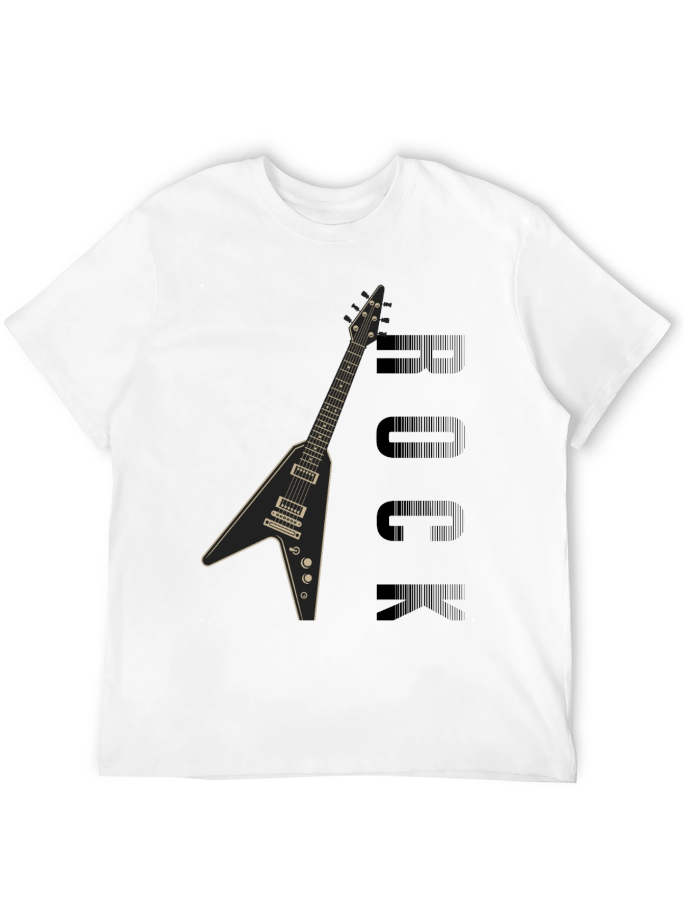 Rock Guitar Graphic T-Shirt - Black Cotton Tee