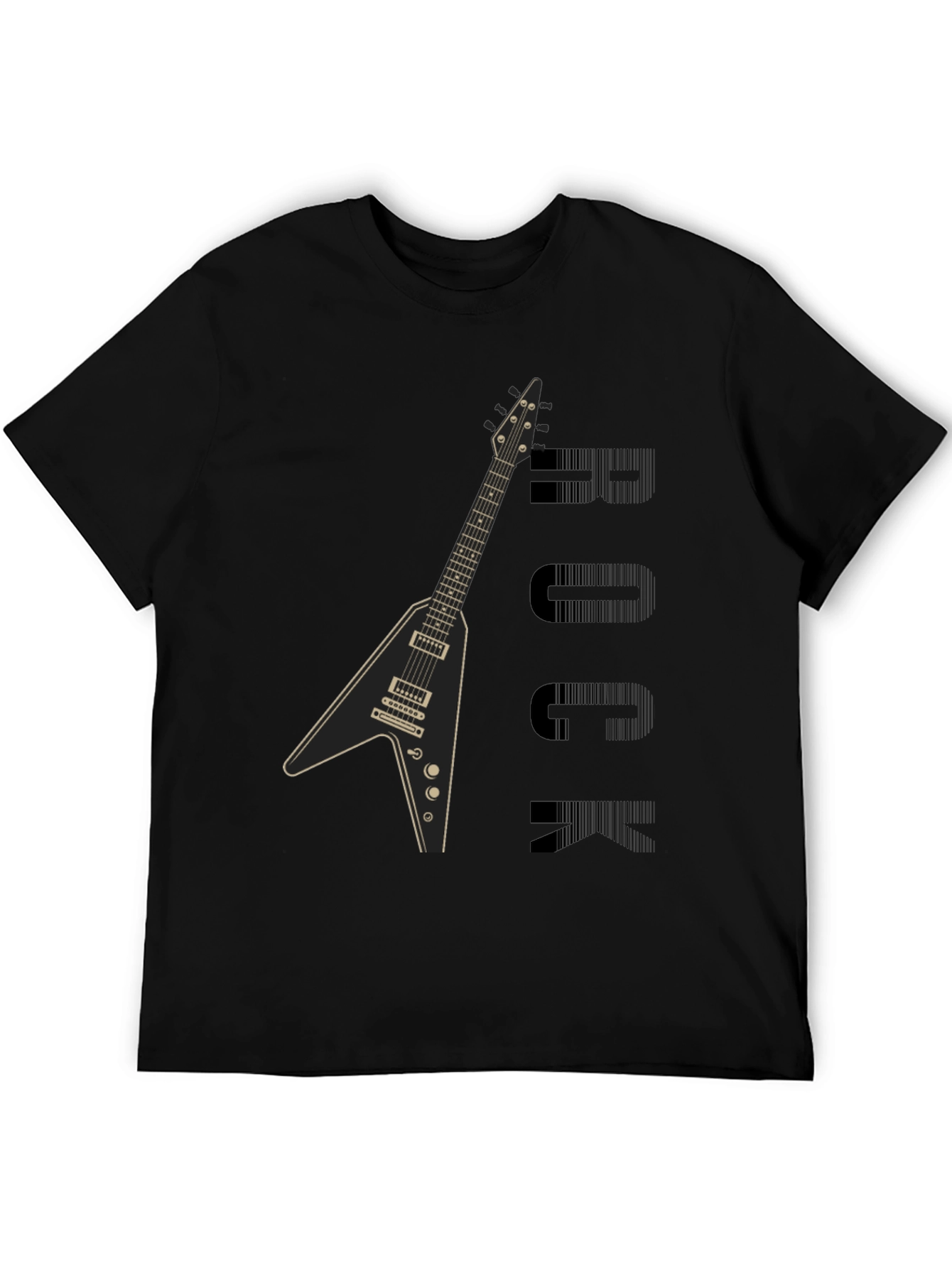 Rock Guitar Graphic T-Shirt - Black Cotton Tee