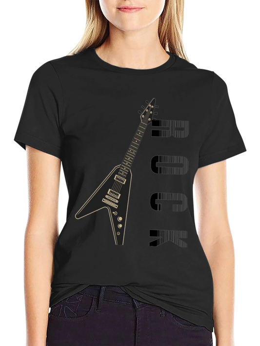 Rock Guitar Graphic T-Shirt - Black Cotton Tee