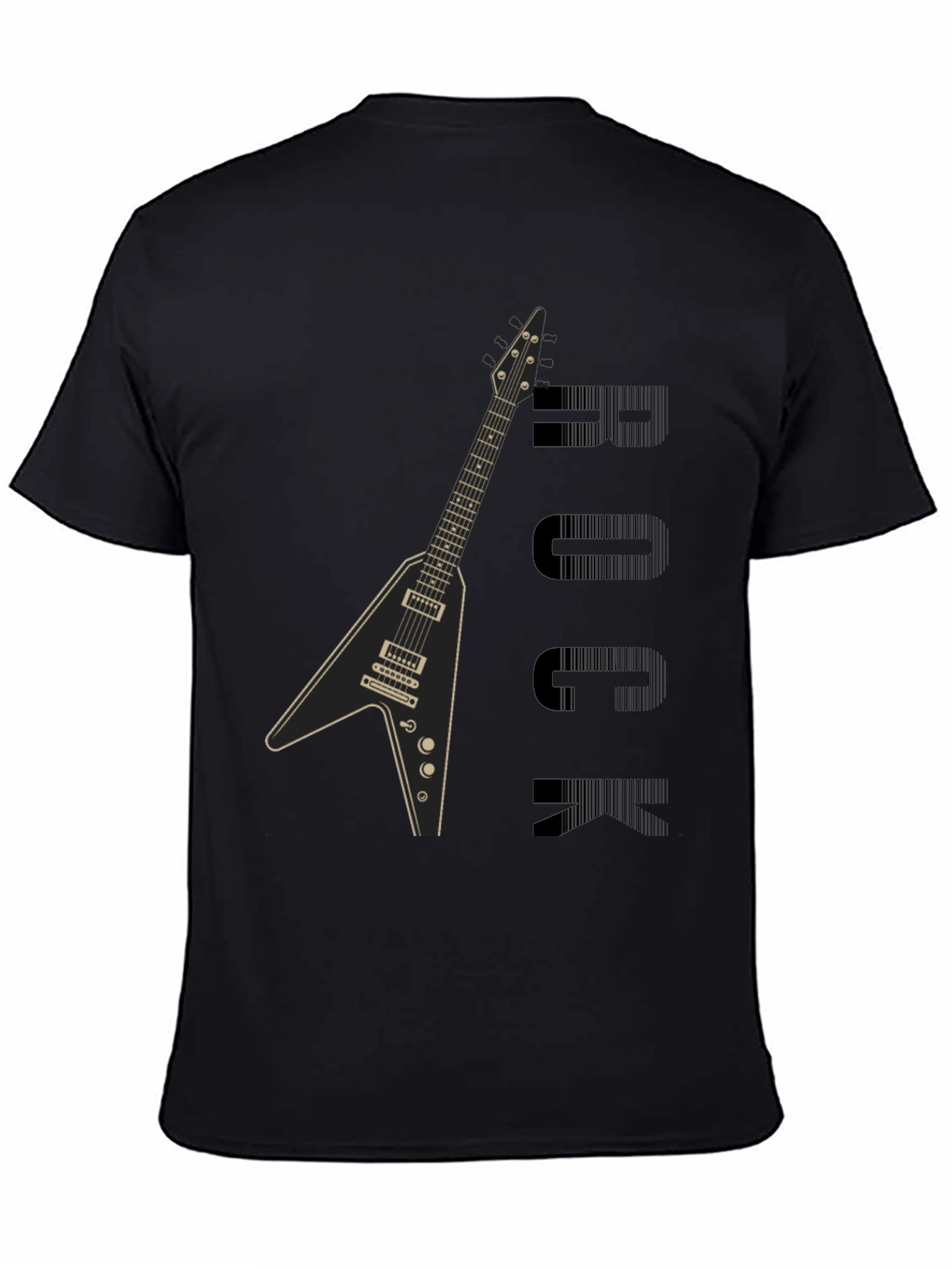 Rock Guitar Graphic T-Shirt - Black Cotton Tee
