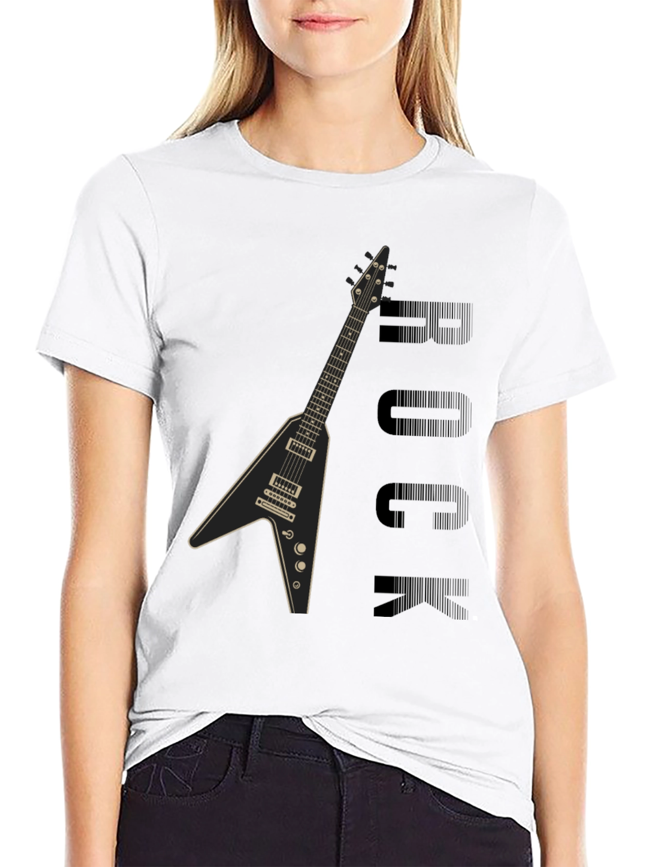 Rock Guitar Graphic T-Shirt - Black Cotton Tee