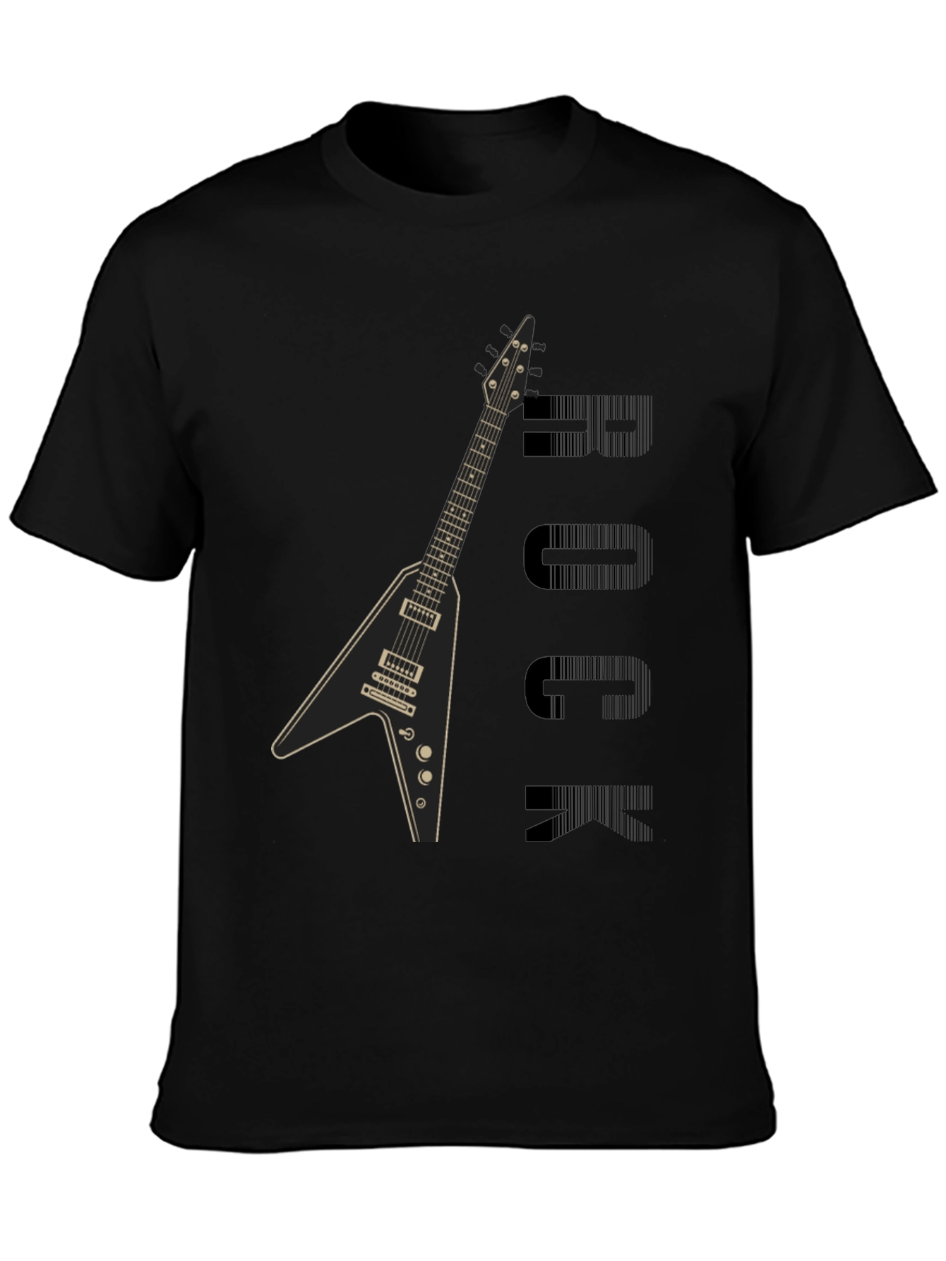 Rock Guitar Graphic T-Shirt - Black Cotton Tee