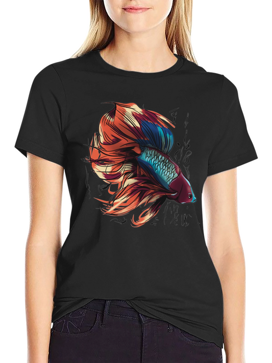 Betta Fish Graphic Tee - Black Cotton T-Shirt