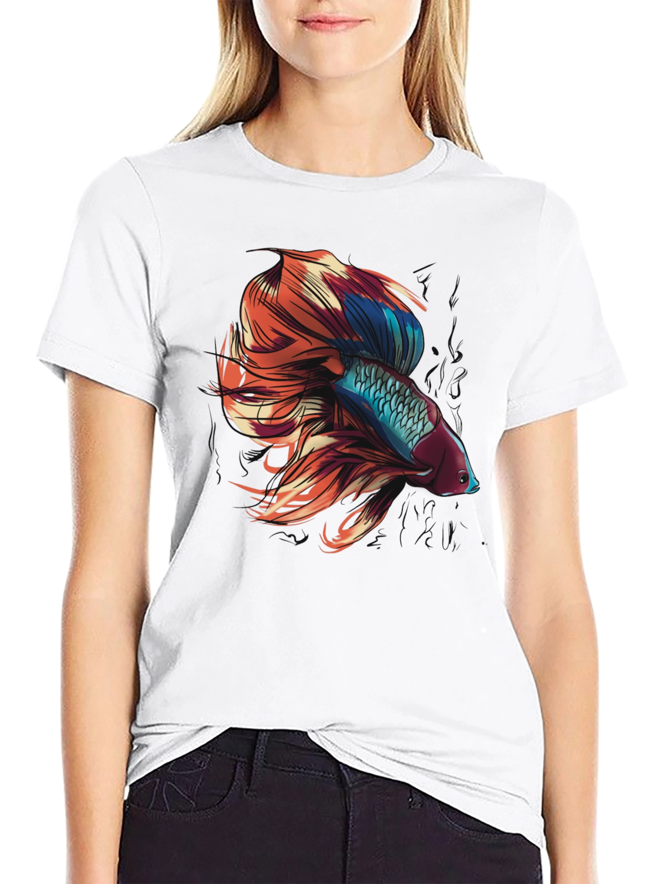 Betta Fish Graphic Tee - Black Cotton T-Shirt