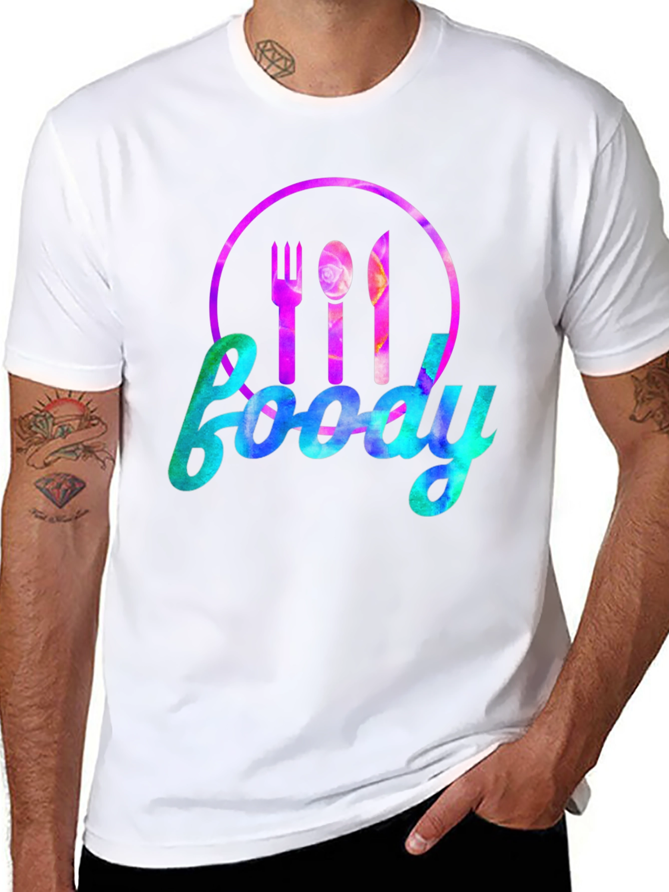 Foodie Graphic Tee - Fork Spoon Knife Design