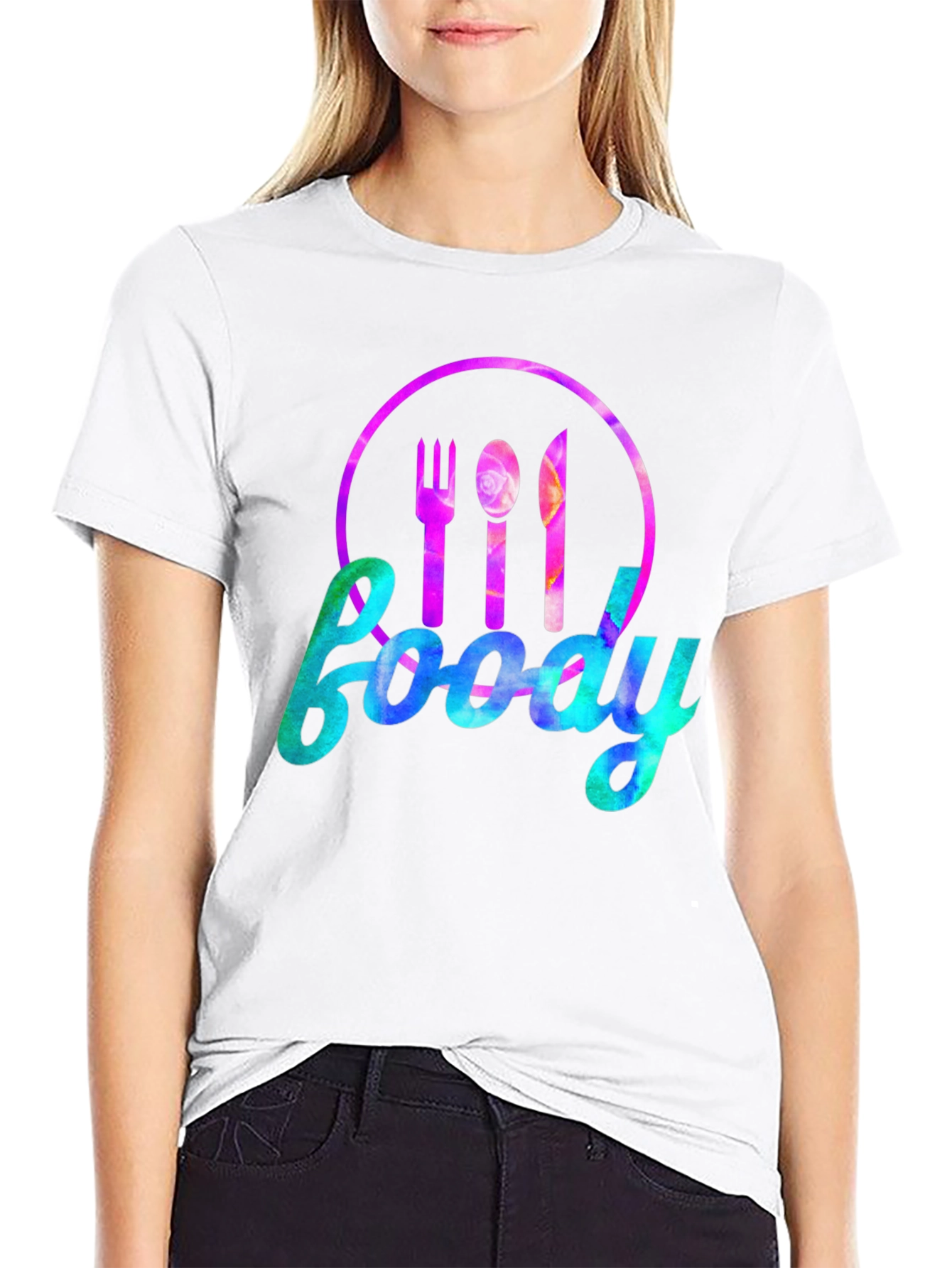 Foodie Graphic Tee - Fork Spoon Knife Design