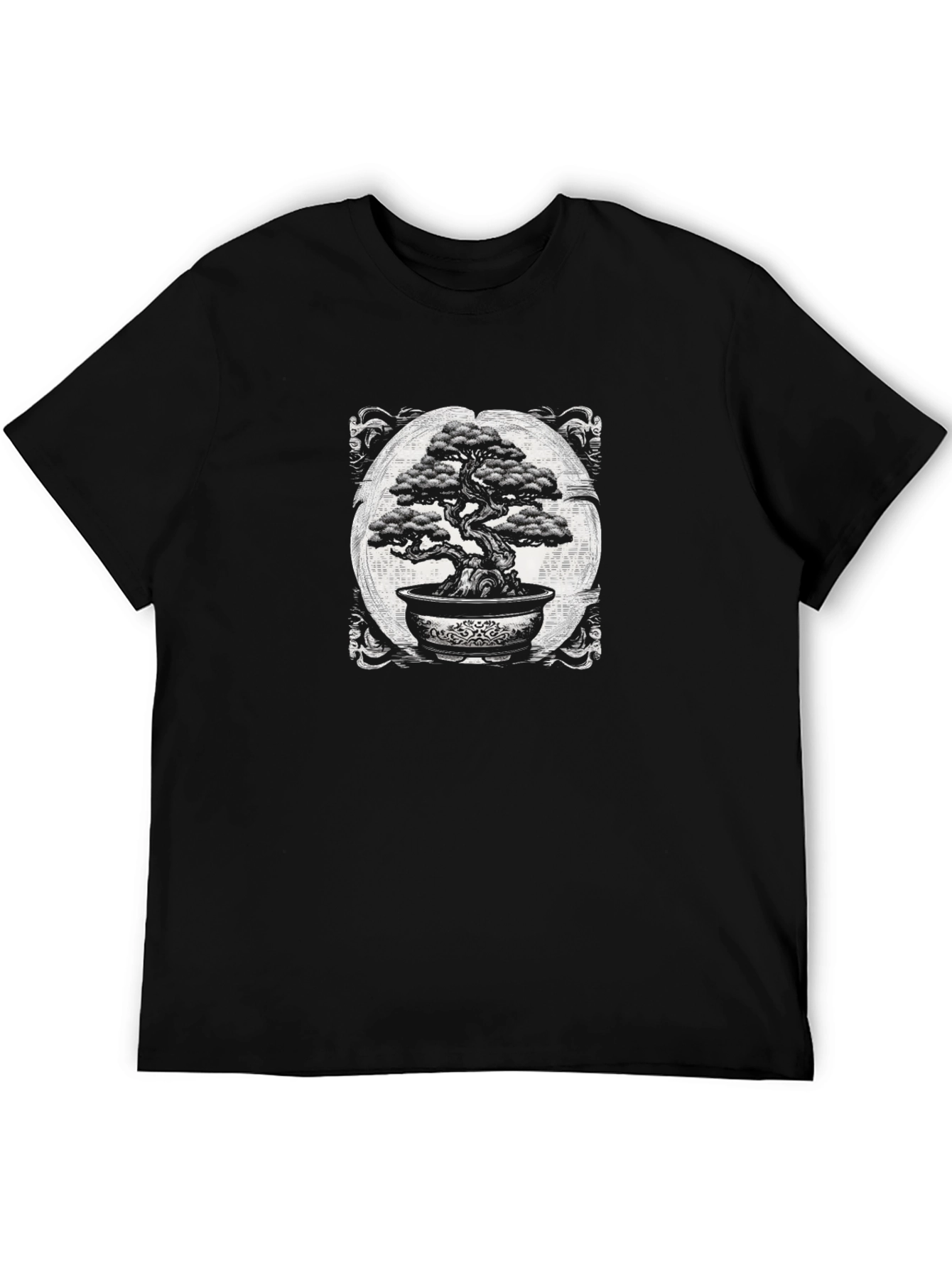 Bonsai Tree Graphic Tee - Black Cotton Shirt