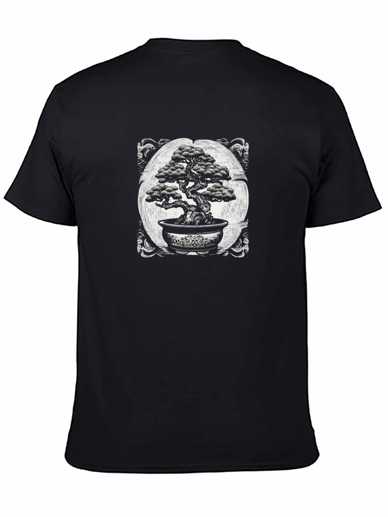 Bonsai Tree Graphic Tee - Black Cotton Shirt