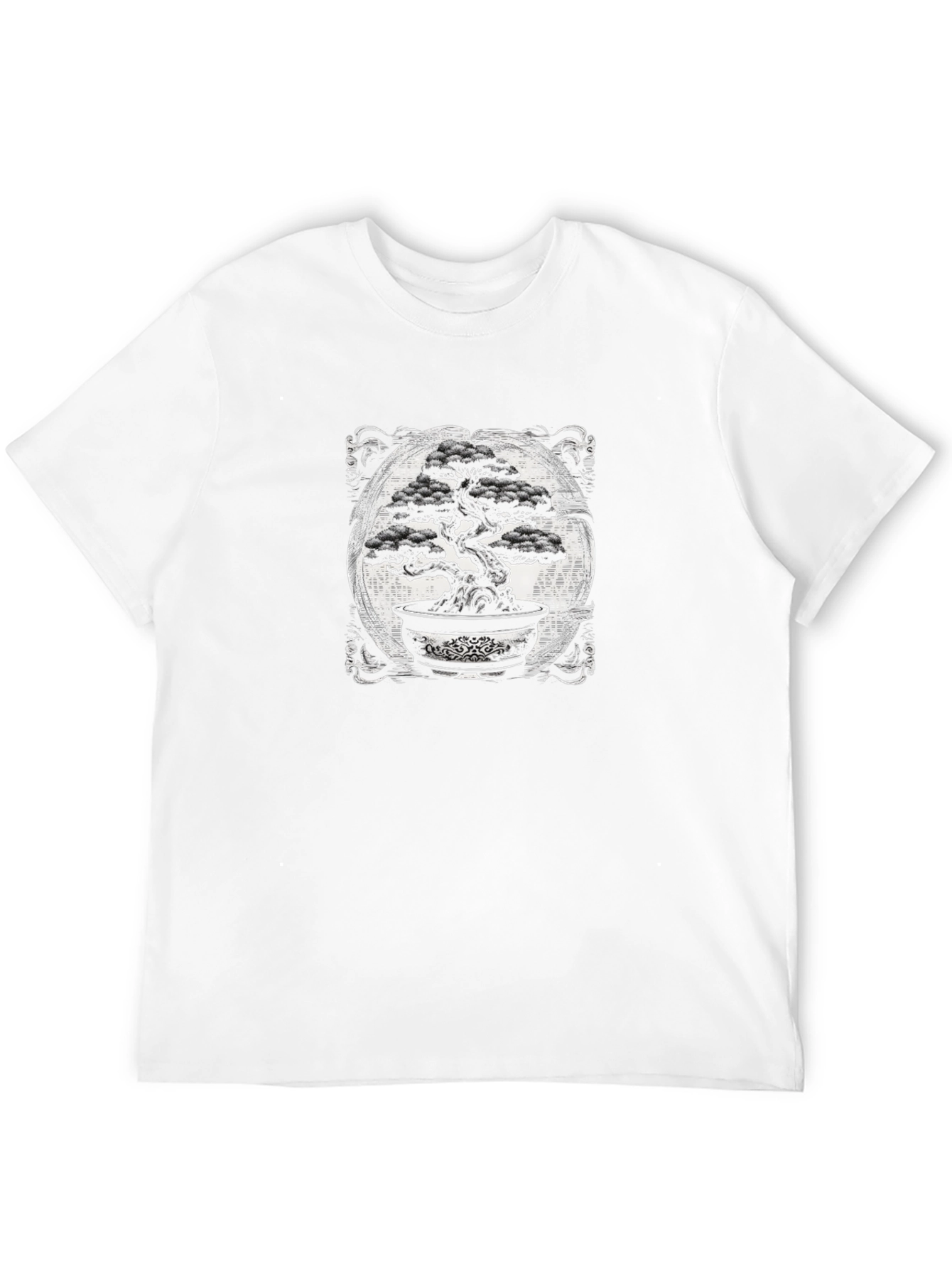 Bonsai Tree Graphic Tee - Black Cotton Shirt