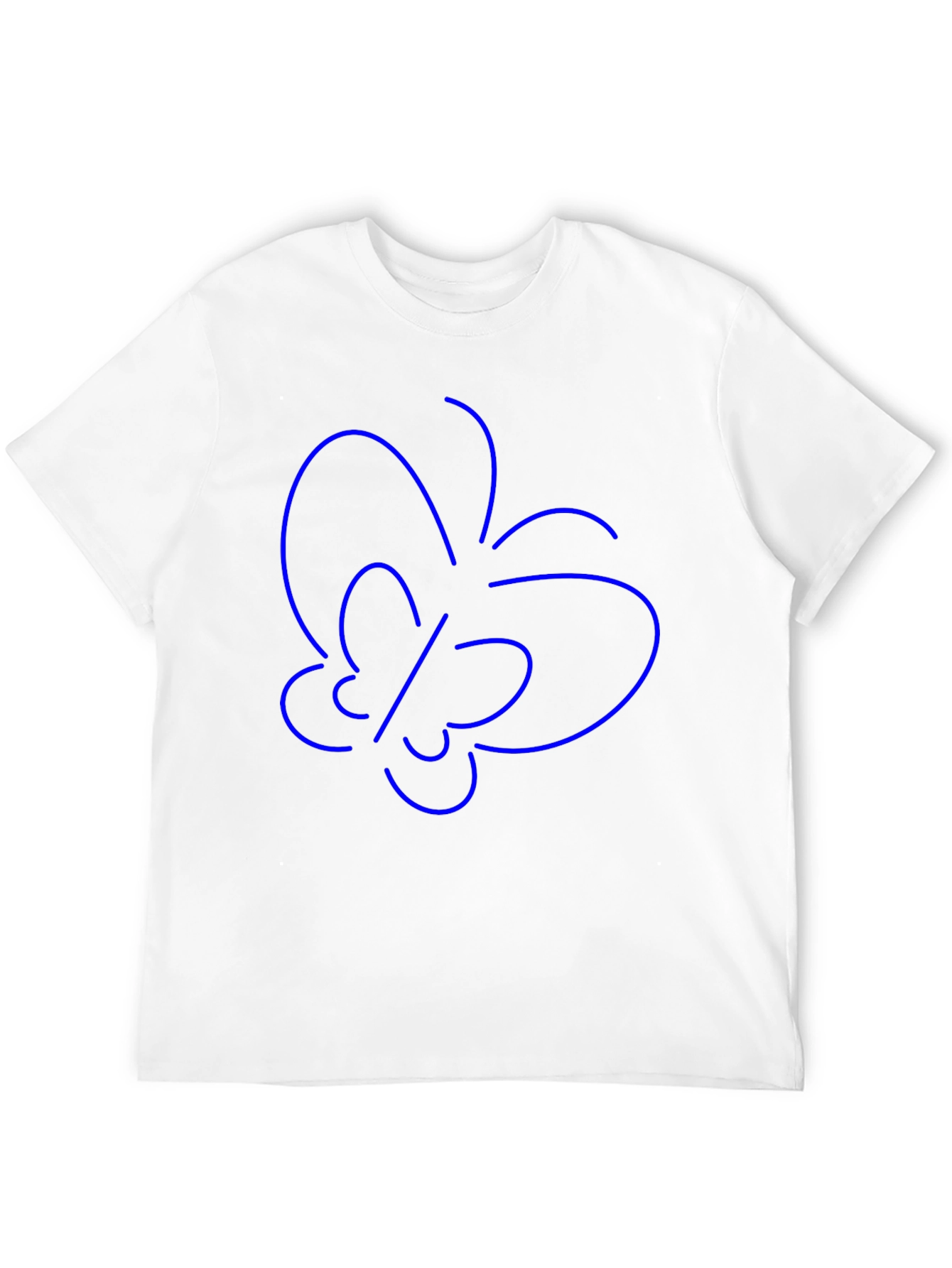 Minimalist Blue Butterfly Outline Black T-Shirt