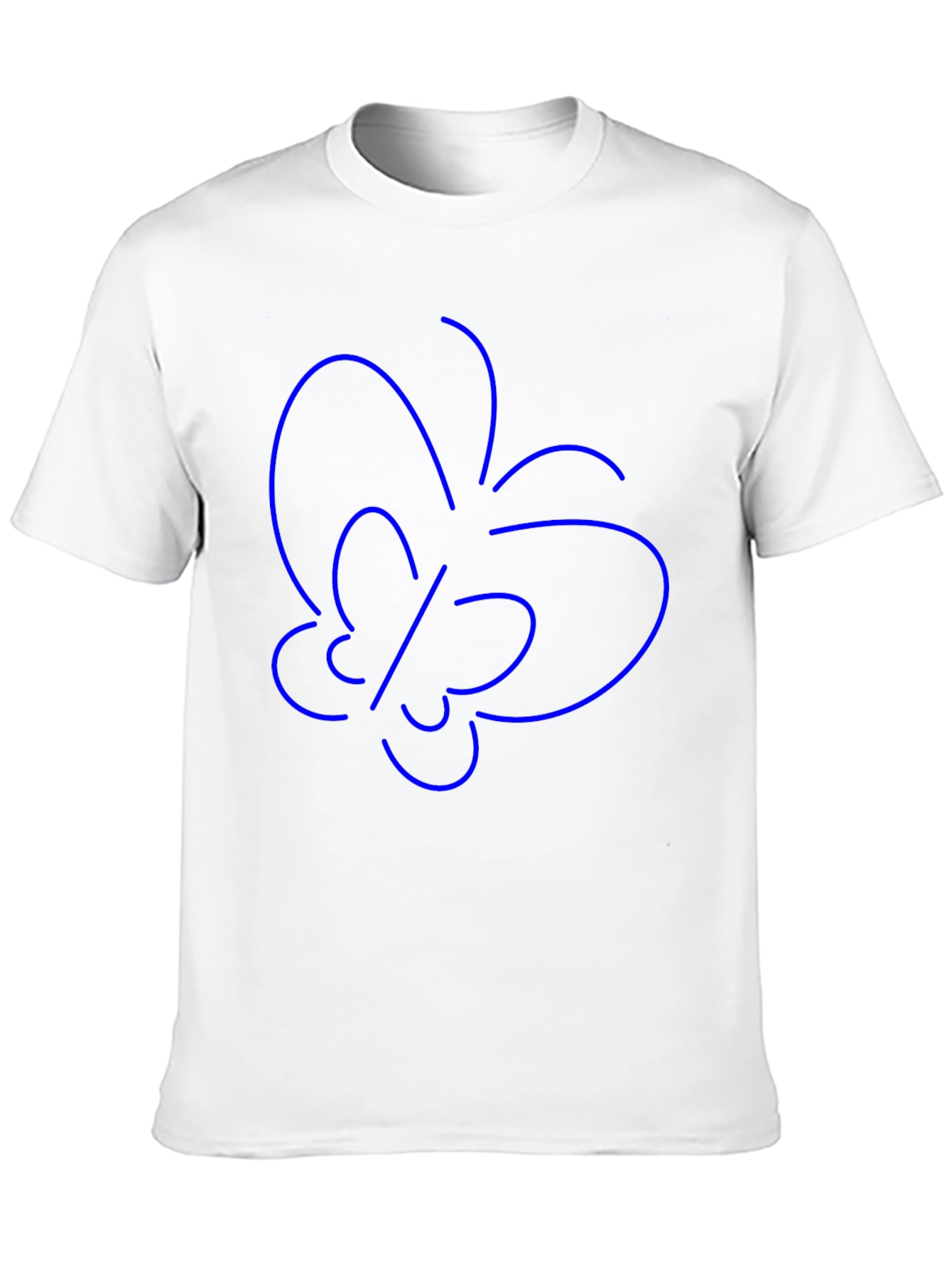 Minimalist Blue Butterfly Outline Black T-Shirt