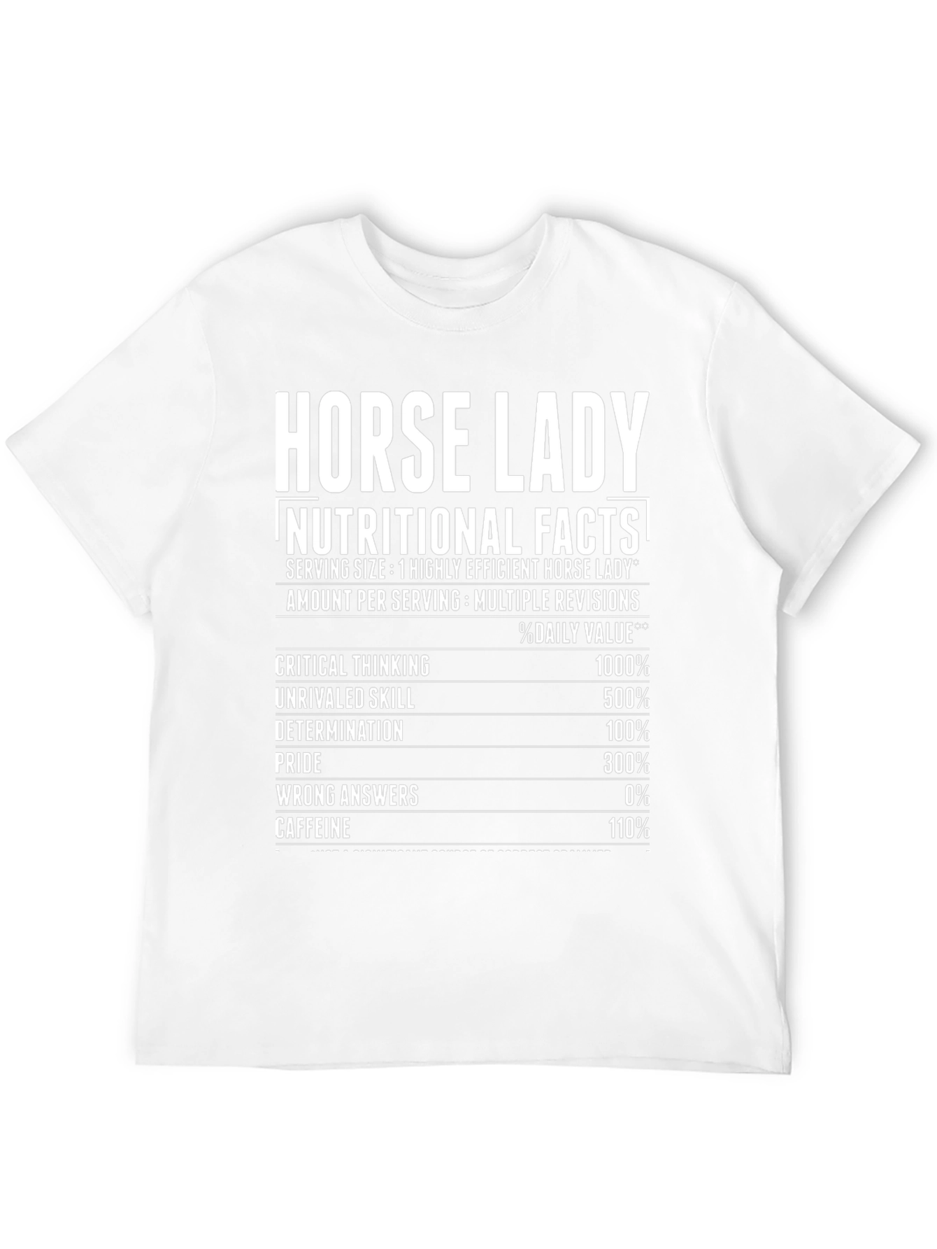 Horse Lady Nutritional Facts Black T-Shirt
