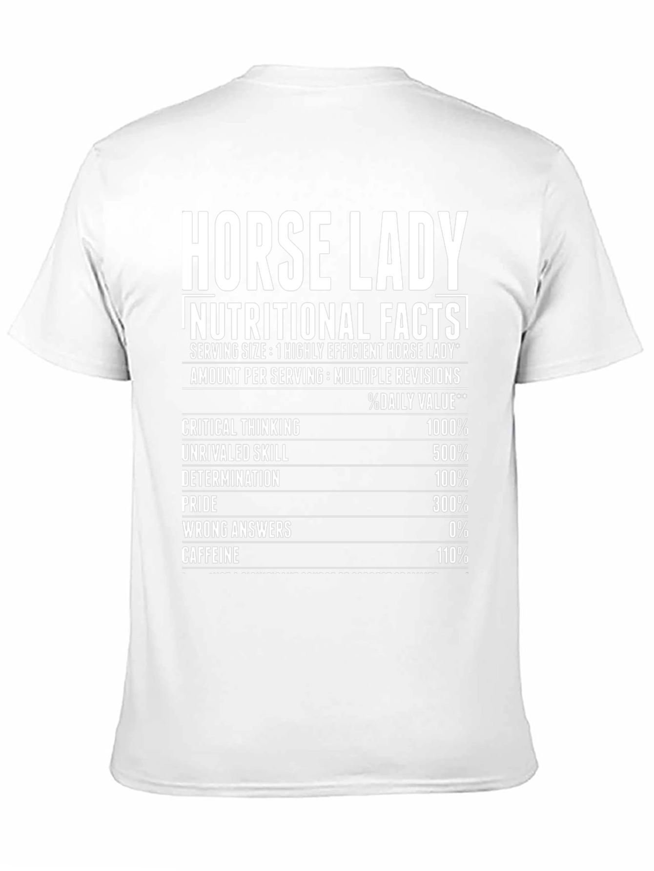 Horse Lady Nutritional Facts Black T-Shirt