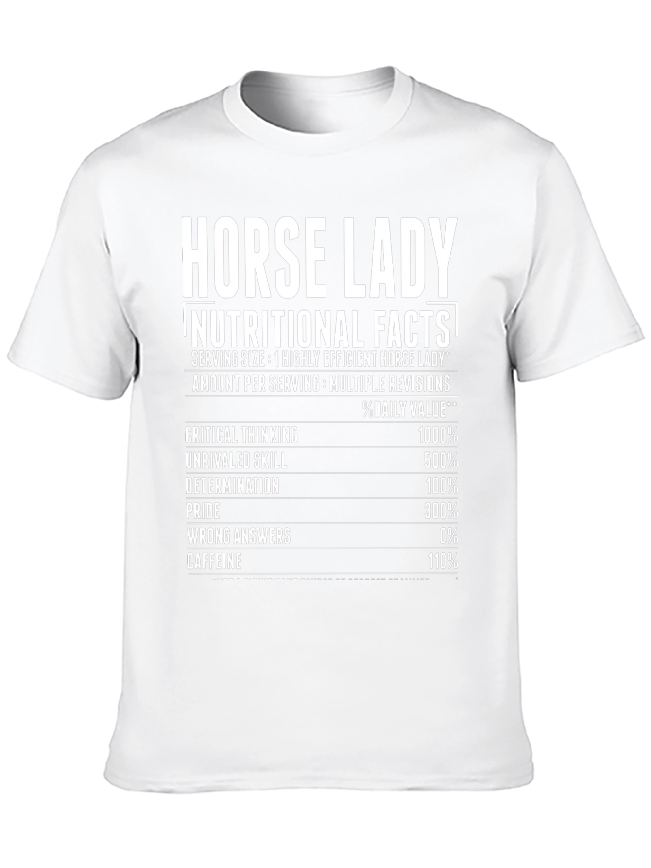 Horse Lady Nutritional Facts Black T-Shirt