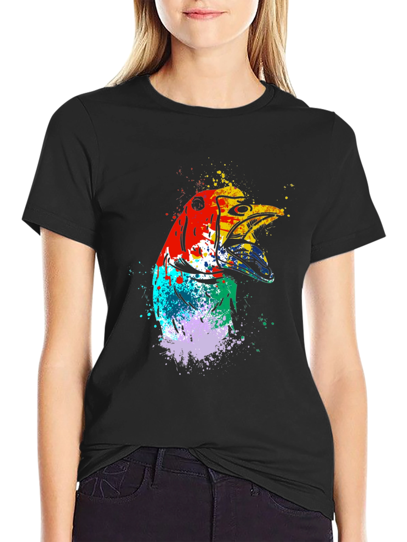 Abstract Bird Graphic Tee - Mens Black T-Shirt