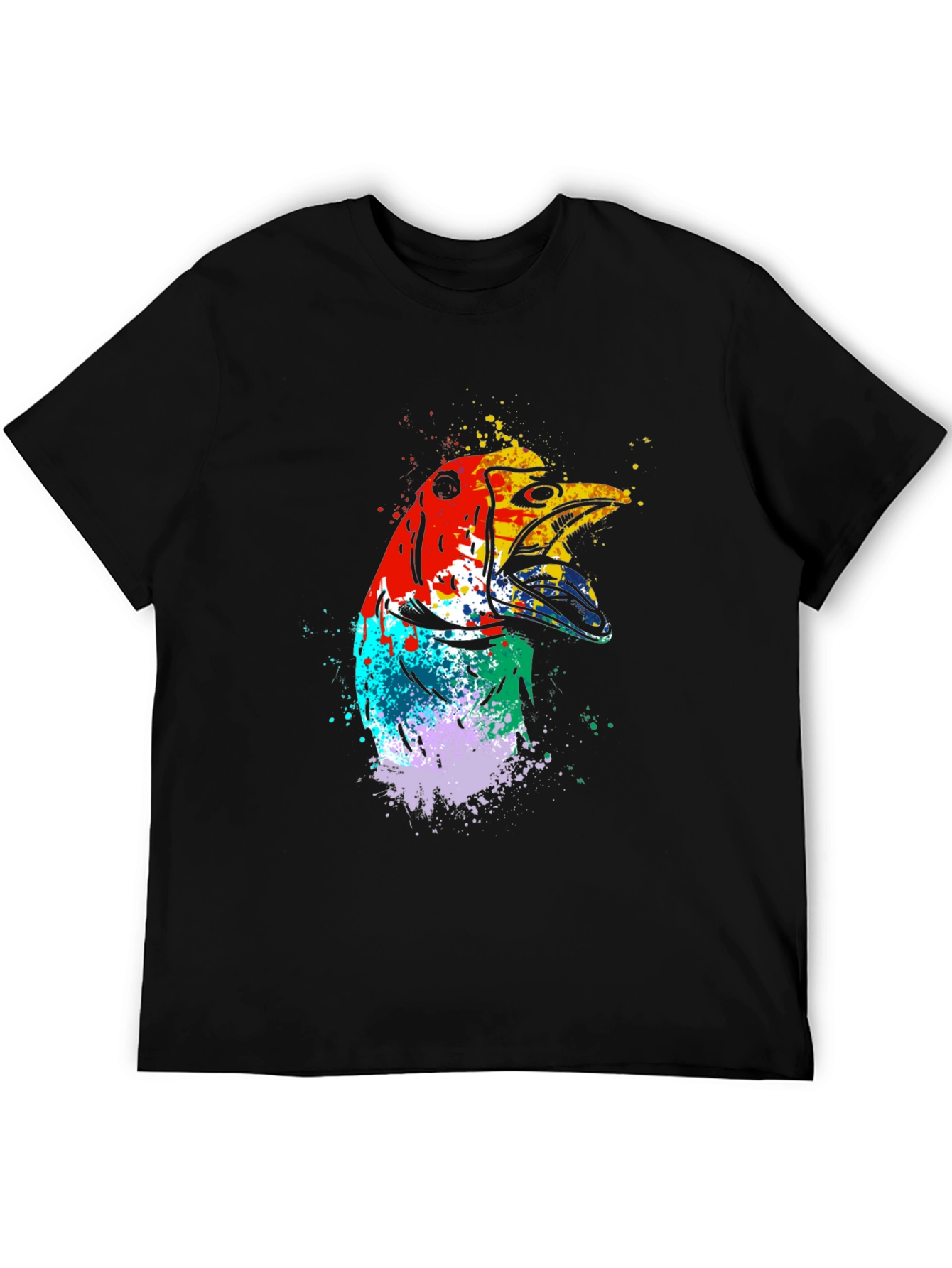 Abstract Bird Graphic Tee - Mens Black T-Shirt