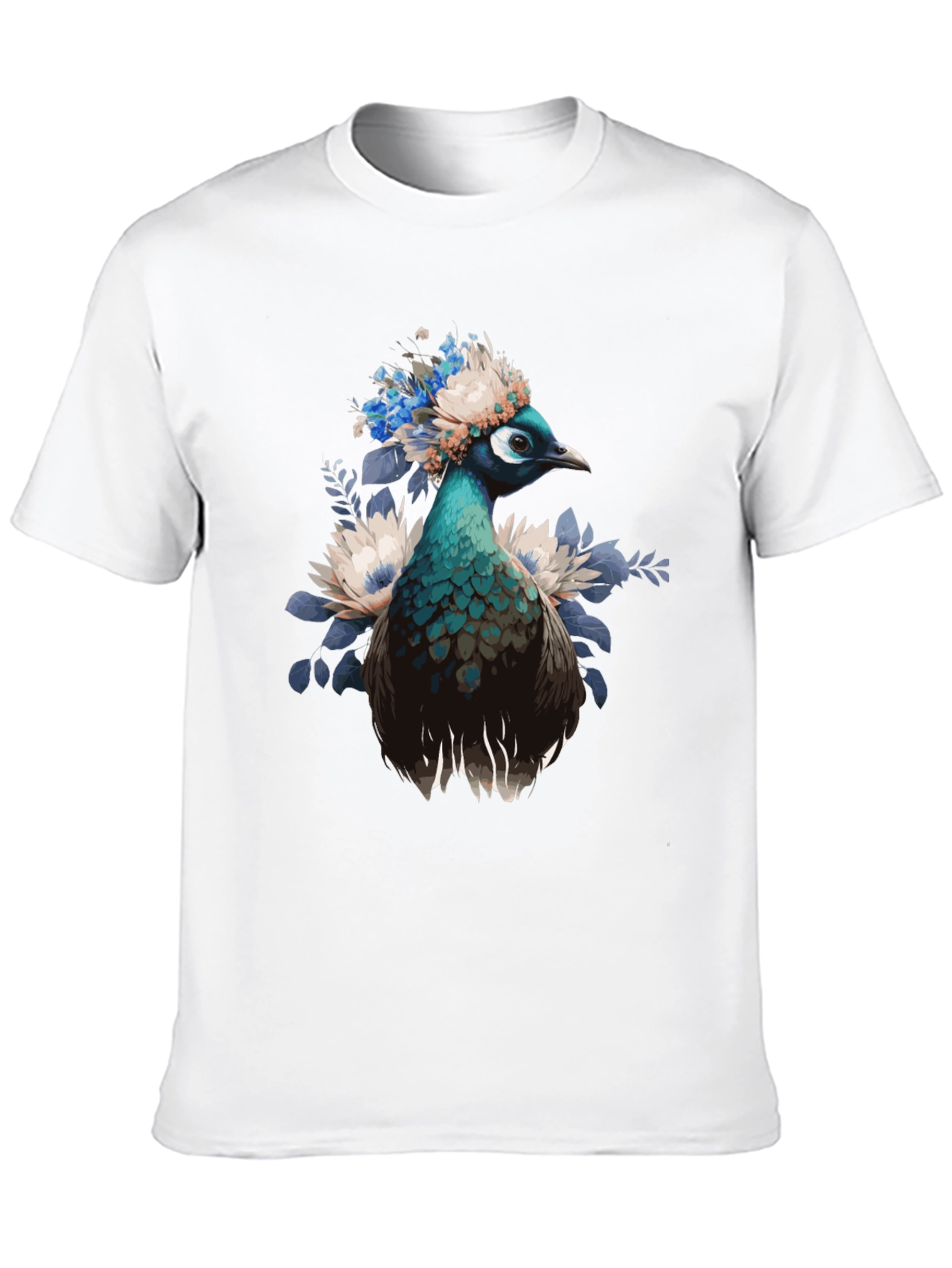Peacock Floral Crown Graphic Tee