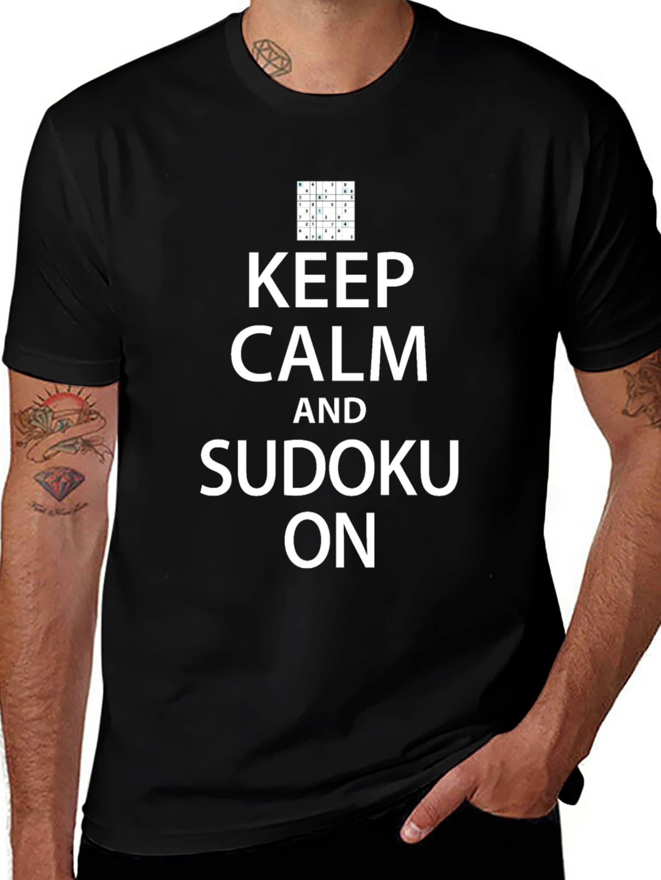 Keep Calm and Sudoku On T-Shirt - Black