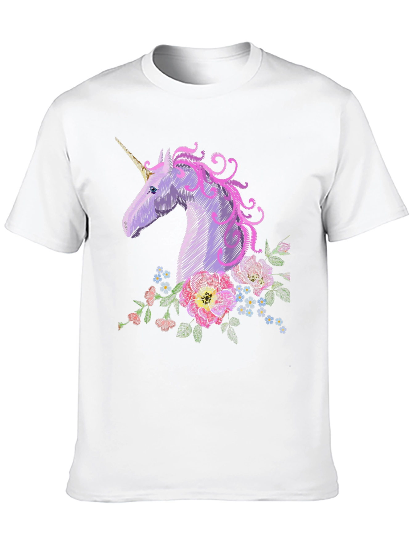 Unicorn Floral Embroidered T-Shirt