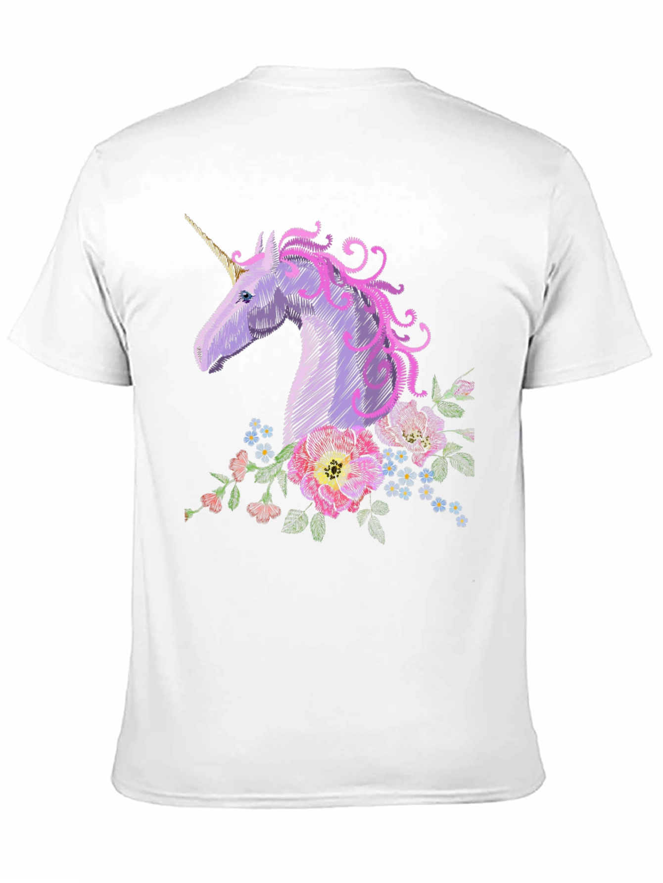 Unicorn Floral Embroidered T-Shirt