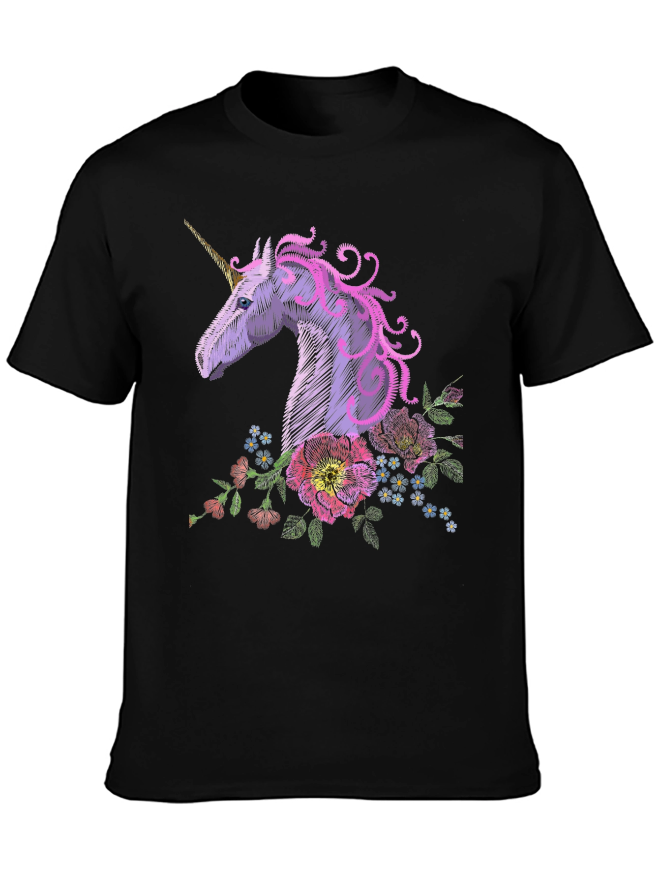 Unicorn Floral Embroidered T-Shirt
