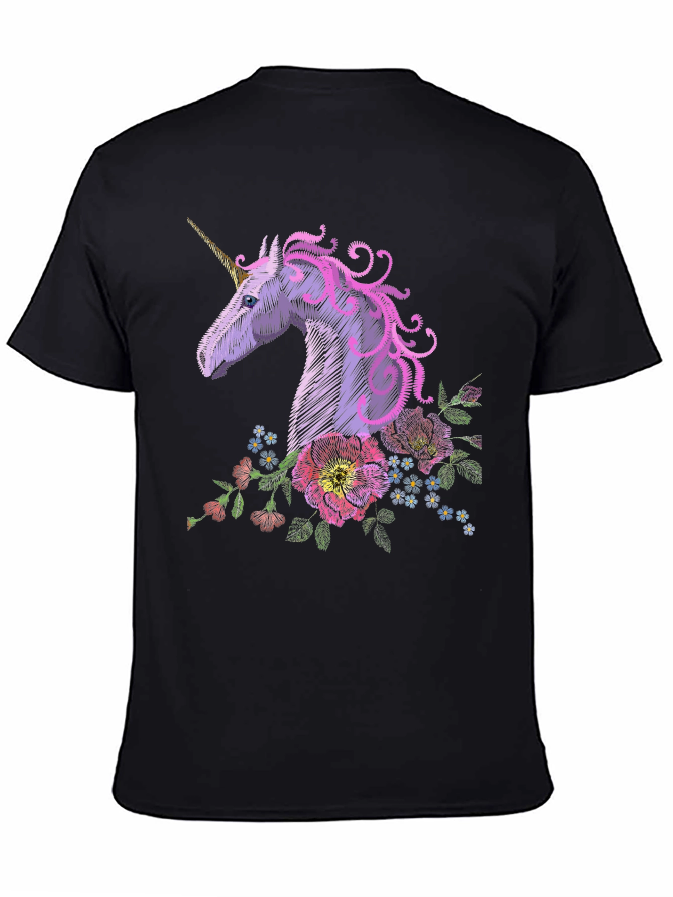 Unicorn Floral Embroidered T-Shirt