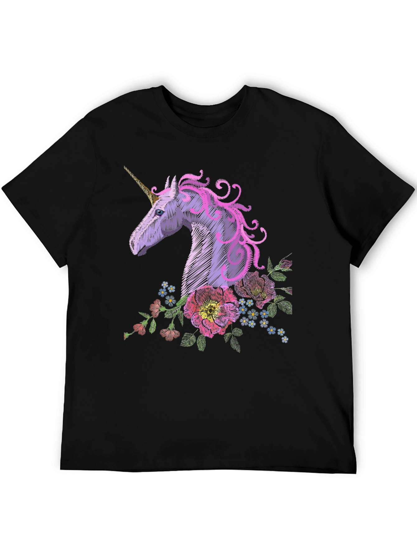 Unicorn Floral Embroidered T-Shirt
