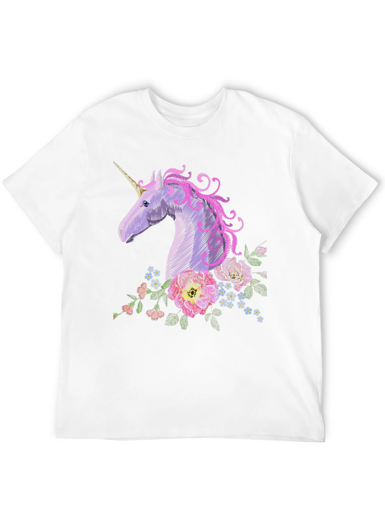 Unicorn Floral Embroidered T-Shirt
