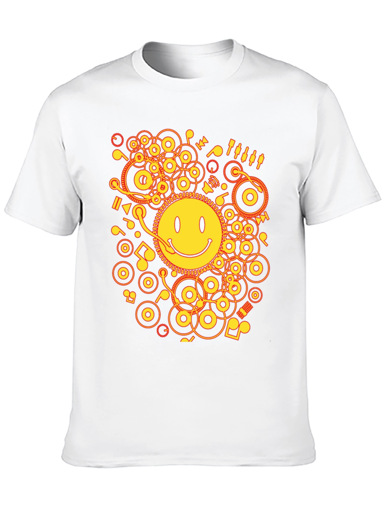 Smiley Face DJ Graphic Tee - Black Cotton Blend