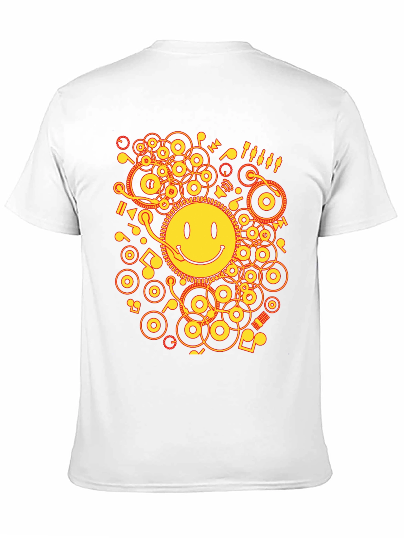 Smiley Face DJ Graphic Tee - Black Cotton Blend