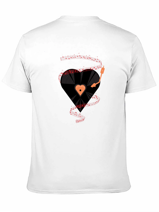Heart Record Player Graphic Tee - Love Music T-Shirt