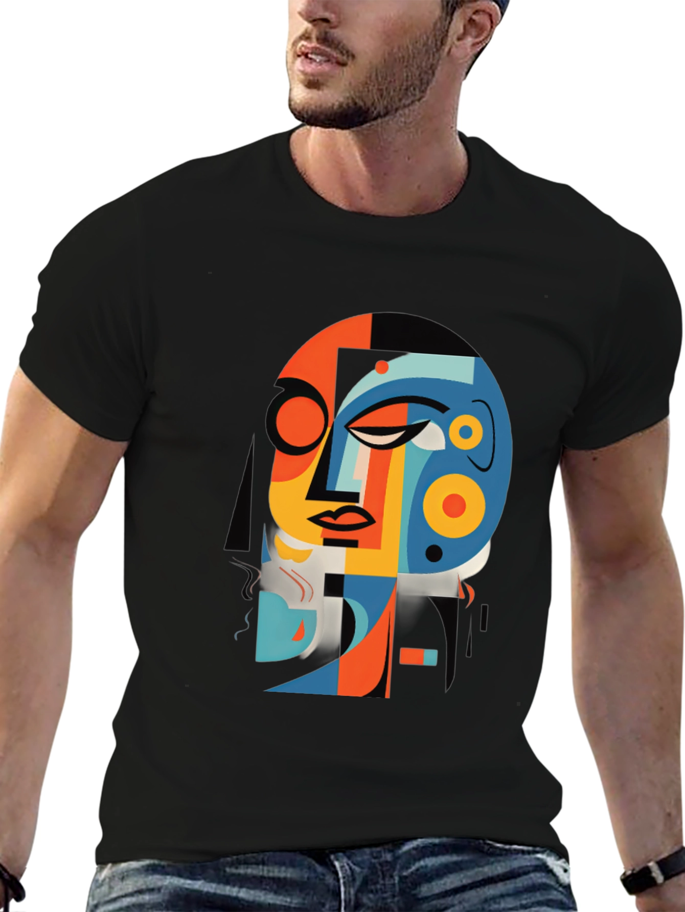 Abstract Face Graphic Tee - Modern Art Shirt