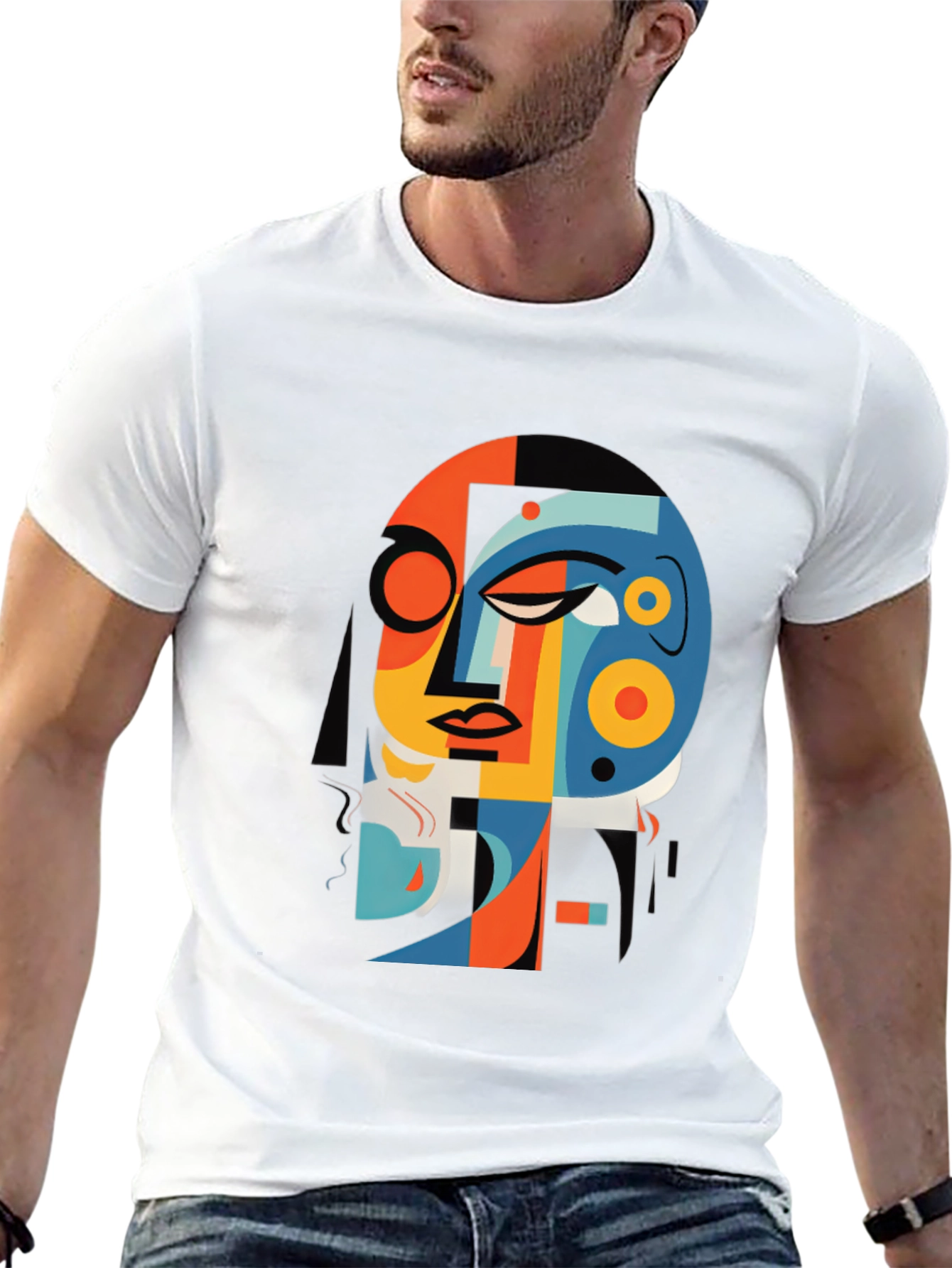 Abstract Face Graphic Tee - Modern Art Shirt